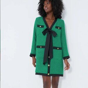 Tuckernuck Green Mini Dress with Black Trim and Bow